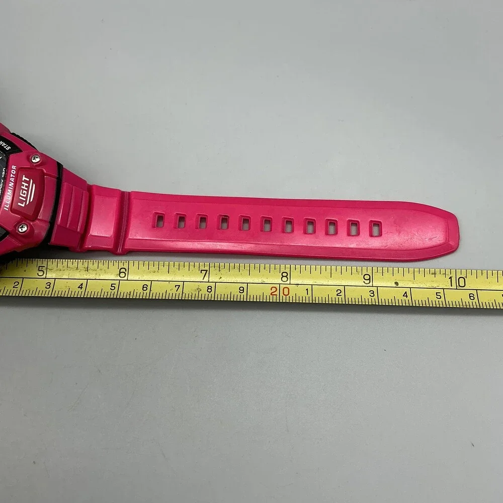 Casio W-S220 Mens Watch 48mm Digital Black Pink Tough Solar Illuminator 100m WR